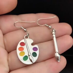 Artist Jewelry Gift Ladies Earring Palette Brush Dangle Earrings